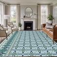 thumbnail image 1 of Blue Flowers Area Rugs 5'x8', Washable Small Throw Rugs for Classroom Bedroom, Farmhouse Country Abstract Floral Patterned Indoor Outdoor Rug Non-Slip Low Pile Carpet Runner Reversible Floor Mats, 1 of 8