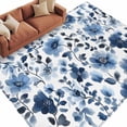 thumbnail image 1 of Blue Flowers Area&nbsp;Rug 8x10ft Retro Spring Watercolor Floral Non-Slip&nbsp;Washable Square&nbsp;Rugs Soft Felt Indoor Floor Mat for Bedroom Kitchen Living Room Bathroom, 1 of 9