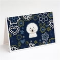 thumbnail image 1 of Blue Flowers Bichon Frise Greeting Cards & Envelopes - Pack of 8, 1 of 1