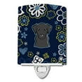 thumbnail image 1 of Blue Flowers Black Labrador Ceramic Night Light, 1 of 1