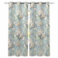 thumbnail image 1 of Blue Flowers Blackout Curtains 63 Inches Long for Bedroom, Romantic Farmhouse Botanical Floral Leaves Thermal Insulated Room Darkening Black Out Window Curtain Panels Grommet Drapes for Living Room, 1 of 8