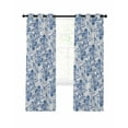 thumbnail image 1 of Blue Flowers Blackout Curtains for Bedroom Living Room, Watercolor Ombre Roses Plant Leaves Classical 54 In Long Thermal Insulated Room Darkening Drapes Grommet Window Treatments, 52 x 54 In, 1 of 9