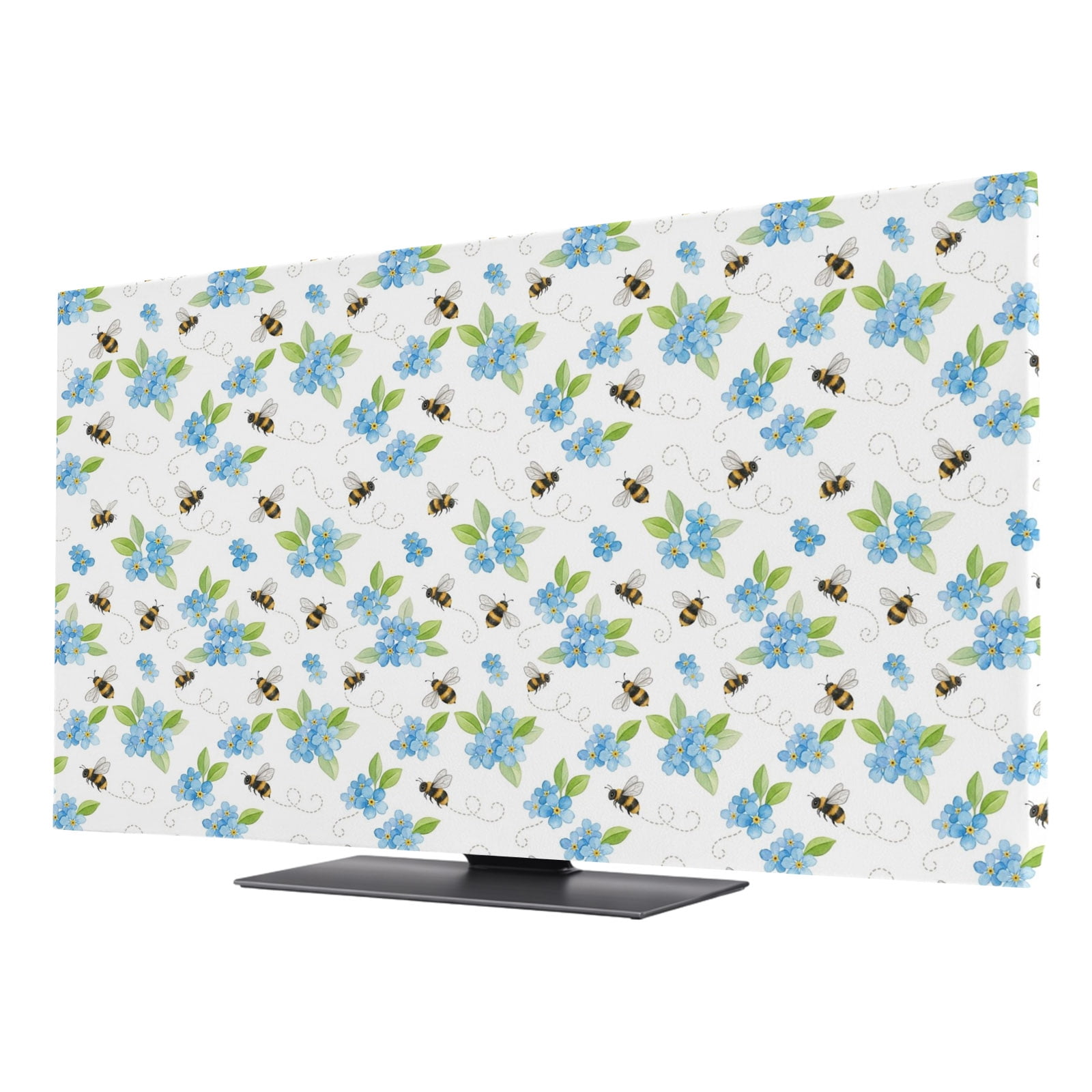 Blue Flowers Blossom TV Cover for 24 Inch Screen,Stretch Fabric ...