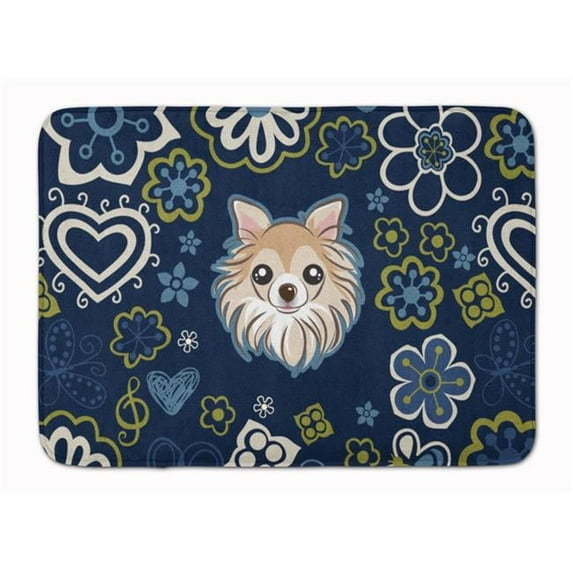 Blue Flowers Chihuahua Machine Washable Memory Foam Mat