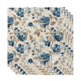 thumbnail image 1 of Blue Flowers Cloth Napkins, Spring Floral Brown Leaves Botanical Retro Beige Washable and Reusable Dinner Napkins Set of 4, Table Napkin for Kitchen Party Birthday Wedding Hotel Housewarming 20"x20", 1 of 9