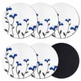 thumbnail image 1 of Blue Flowers Coasters Set of 6, Absorbent Coasters for Drinks, Spring Modern Simple Botanical Floral Plants Coaster for Desk Coffee Table Protection, Home Decor House Warming Gifts 4", 1 of 8
