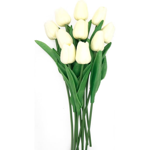 Blue Flowers Fake Tulips Artificial Flowers, 13 Inch Real Touch PU Flowers for Decoration, 10 Pcs Tulip Flowers Bouquet for Vase, Mother's Day Easter Valentines Gifts