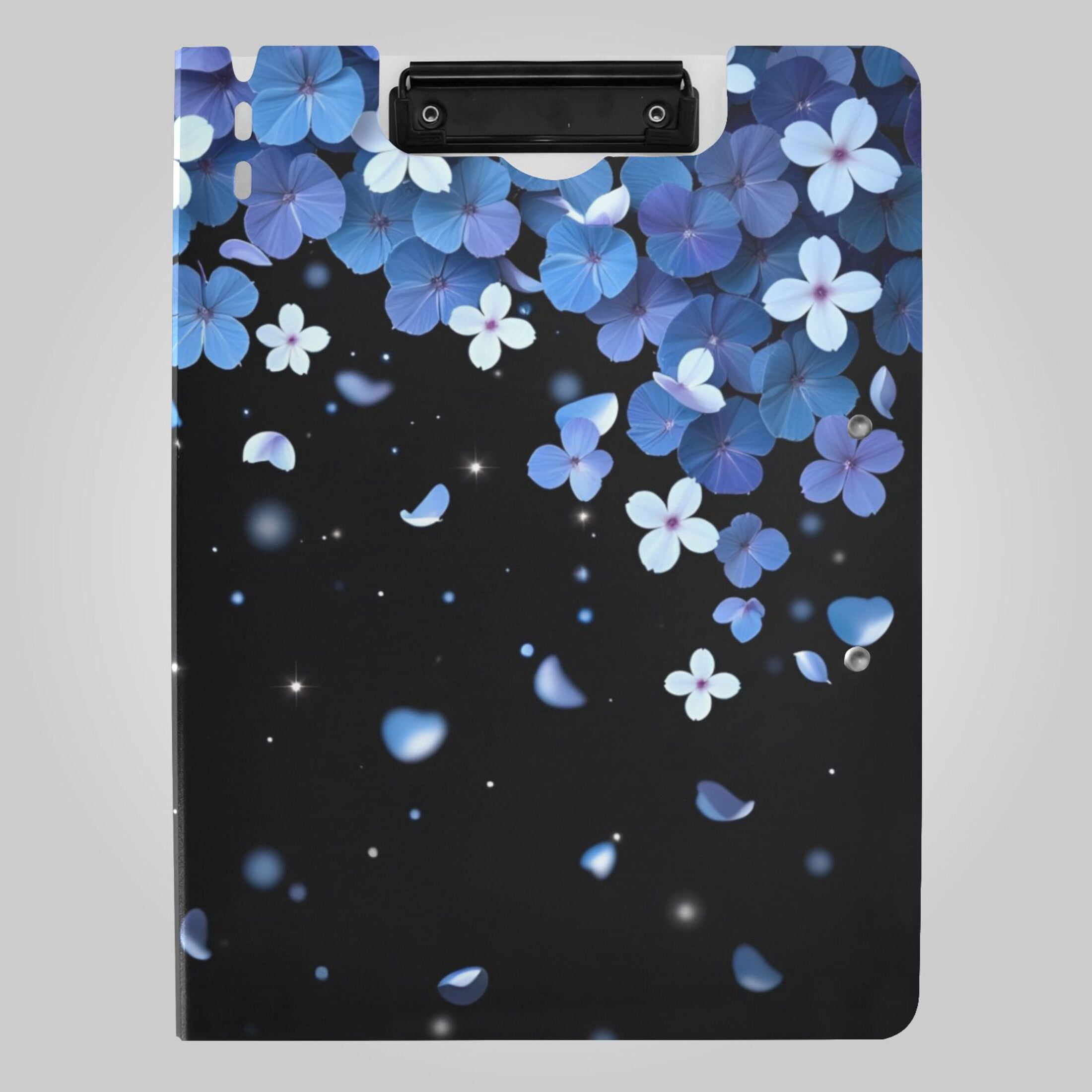 Blue Flowers Falling Foldable Binder Folder Clipboard with Pen Slot ...