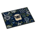Blue Flowers Fawn Pug Doormat Front Door Mat Indoor Rugs for Entryway