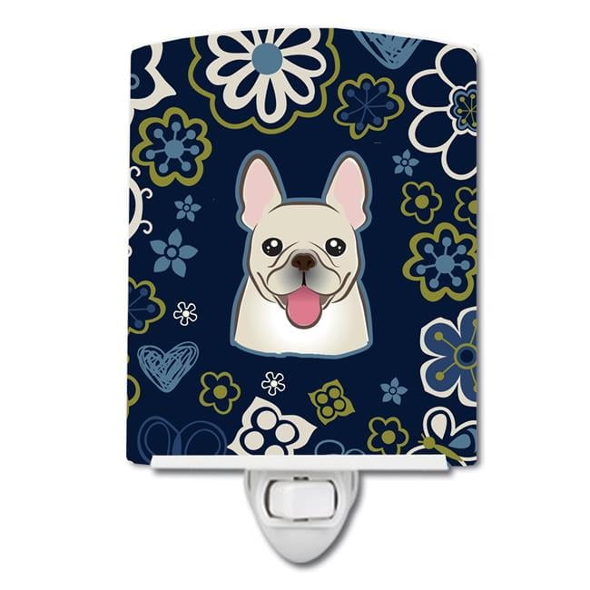 Caroline's Treasures BB5089CNL Blue Flowers French Bulldog Ceramic