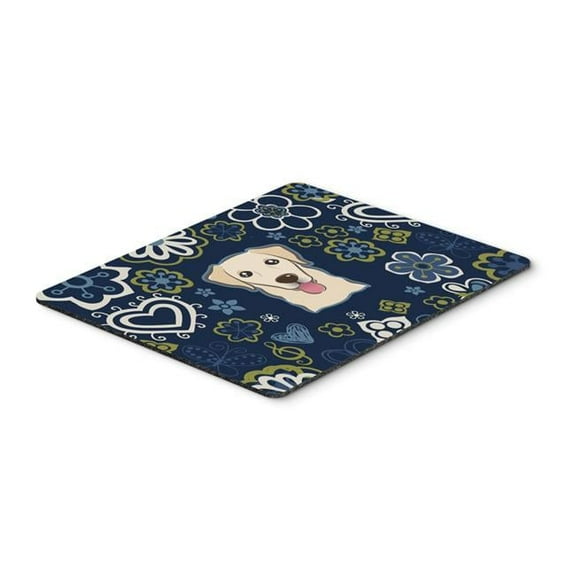 Blue Flowers Golden Retriever Mouse Pad, Hot Pad or Trivet