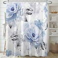 thumbnail image 1 of Blue Flowers and Grey Leaves Shower Curtain Sets,Watercolor Rose Floral Bathroom Curtains,Modern Minimalist Bath Curtain, Waterproof Fabric with 12 Hooks 72x72 Inches, 1 of 6