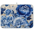 thumbnail image 1 of Blue Flowers Hibiscus Dish Drying Mat Microfiber Kitchen Pad Large Counter Absorbent Dish Mats Drainer Rack 18"x24", 1 of 7