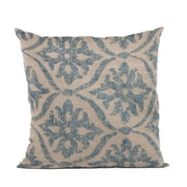 Blue Flowers Jacquard Luxury Throw Pillow - 20 x 20 in.