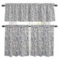 thumbnail image 1 of Blue Flowers Kitchen Curtains Sets for Windows 24 Inch Length, Retro Rustic Botanical Floral Leaves Vines Rod Pocket Window Treatments Tier Curtains and Valances Set for Bedroom/Bathroom, 1 of 8