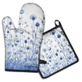 thumbnail image 1 of Blue Flowers Kitchen Oven Mitt and Pot Holder Sets 2 Pcs for Baking, Cooking and Grilling, Heat Resistant Up To 392 °F, 1 of 7