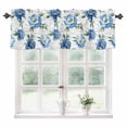 thumbnail image 1 of Blue Flowers Kitchen Valances for Windows 42x12 Inch Kitchen Curtains Valances Rod Pocket Simple Farmhouse Botanical Floral Leaves Bathroom Window Valances for Window Treatment Decor, 1 of 6