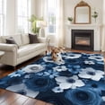 thumbnail image 1 of Blue Flowers Large Area Rugs 5x8 ft Spring Pastoral White Floral Washable Rug Non Slip Indoor Carpet Absorbent Floor Mat for Living Room Bedroom Dining Room, 1 of 9