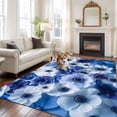 thumbnail image 1 of Blue Flowers Large Area Rugs 5x8 ft Spring White Floral Pastoral Washable Rug Non Slip Indoor Carpet Absorbent Floor Mat for Living Room Bedroom Dining Room, 1 of 9