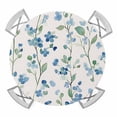 thumbnail image 1 of Blue Flowers Leaf Elastic Fitted Round Table Cover Watercolor Floral Waterproof Outdoor Tablecloth for Holiday Party, Picnic, Patio & Dining Fits Tables Up to 36"-44", 1 of 8