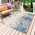 thumbnail image 1 of Blue Flowers Outdoor Rug for Patio/Deck/Porch, Non-Slip Large Area Rug 3 x 5 Ft, Green Eucalyptus Floral Country Beige Indoor Outdoor Rugs Washable Area Rugs, Reversible Camping Rug Carpet Runner, 1 of 8
