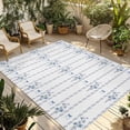thumbnail image 1 of Blue Flowers Outdoor Rug for Patio/Deck/Porch, Non-Slip Large Area Rug 3 x 5 Ft, Spring Floral Bows Minimalist Botanical Indoor Outdoor Rugs Washable Area Rugs, Reversible Camping Rug Carpet Runner, 1 of 8
