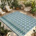 thumbnail image 1 of Blue Flowers Outdoor Rug for Patio/Deck/Porch, Non-Slip Large Area Rug 4 x 6 Ft, Farmhouse Country Abstract Floral Patterned Indoor Outdoor Rugs Washable Area Rugs, Camping Rug Carpet Runner, 1 of 8