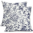 thumbnail image 1 of Blue Flowers Pillow Covers 18x18 Inch Set of 2 Blue and White Floral Throw Pillow Covers Vintage Floral Outdoor Pillowscase Linen Cushion Covers for Sofa Couch Bedroom Home Decor, 1 of 6