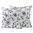 thumbnail image 1 of Blue Flowers Pillow Covers 2 Pack Watercolor Leaf Summer Plant Farmhouse Pillowcase Waterproof Outdoor Throw Pillow Cover for Patio Garden Square Cushion 16”x16”, 1 of 9
