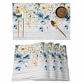 thumbnail image 1 of Blue Flowers Placemats Set of 6, Leaf Watercolor Wildflowers Plants Wood Grain Non-Slip Place Mats Washable Table Mats for Kitchen Dining Table Decorations Indoor/Outdoor, 1 of 9