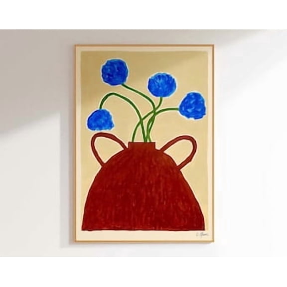 Blue Flowers Print Poster , Poster Print Only