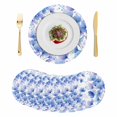 thumbnail image 1 of Blue Flowers Round 15 Inch Placemats Set of 8, Spring Botanical Blossom Florals Plants HeatResistant Non Slip Place Mats for Dining Table, Wipeable Braided Kitchen Table Mats for Housewarming, 1 of 9
