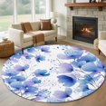 thumbnail image 1 of Blue Flowers Round Area Rug 6Ft Washable Circle Rugs for Bathroom Office, Spring Botanical Blossom Florals Plants Non-Slip Carpet Floor Mats Indoor Outdoor Carpet Runner Aesthetic Home Decor, 1 of 8