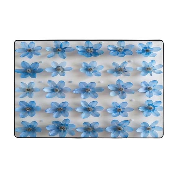 Blue Flowers Rugs Washable Cover Floor Rug Carpets Bathroom Decorations For Kitchen Bedroom Indoor 36"X24"