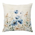thumbnail image 1 of Blue Flowers Rustic Pillow Covers 16x16 Inch, Spring Vintage Botanical Floral Beige Linen Pillowcase with Invisible Zipper, Decorative Throw Pillow Covers Cushion Case for Couch Sofa Bed Living Room, 1 of 9
