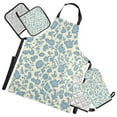 thumbnail image 1 of Blue Flowers Seamless Pattern Oven Mitts and Pot Holders with Chef Apron Set 5 Pcs Kitchen Cooking Set, 1 of 6