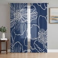 thumbnail image 1 of Blue Flowers Sheer Curtains 108 Inch Length 2 Panels Set Window Treatments, Spring Floral Botanical Modern Art Rod Pocket Semi Curtains for Living Room/Bedroom/Kitchen Décor, 104"W x 108"L, 1 of 7