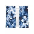thumbnail image 1 of Blue Flowers Sheer Curtains for Living Room Bedroom, Light-filtering Sheer Curtain, Petals Silhouette Watercolor Boho Ink Blooming Rod Pocket Voile Window Treatment Drapes, 52’’Wx63’’L, 2 Panels Set, 1 of 7