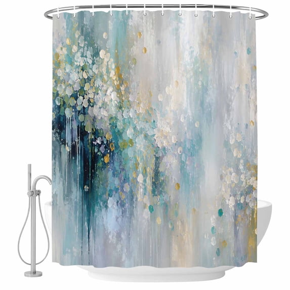 Blue Flowers Shower Curtain for Bathroom, Oil Painting Texture ...