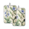 thumbnail image 1 of Blue Flowers Square Insulation Pads 2 Piece Heat Resistant 338 Degrees F Oven Mitts for Kitchen Table BBQ Microwave and Other Cooking Occasions, 1 of 7