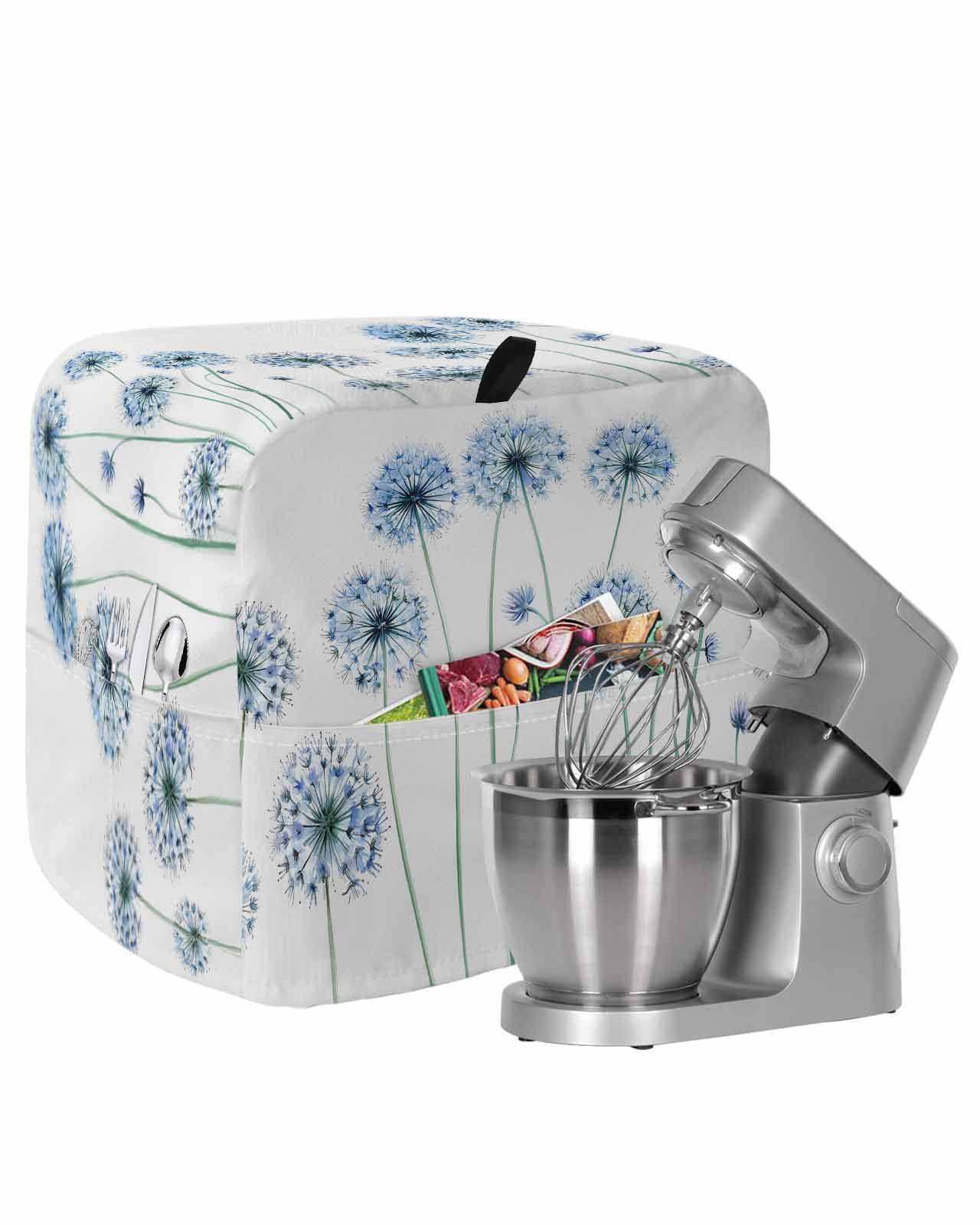 Blue Flowers Stand Mixer Dust Cover with Storage Pocket & Handles ...
