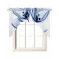 thumbnail image 1 of Blue Flowers Swag Valances for Windows, Small Curtains Drapes, Gradient Botanical Tulip Floral Plants Kitchen Window Curtains Over Sink Window Treatment Valance for Bedroom/Bathroom 56"x36", 1 of 5