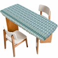thumbnail image 1 of Blue Flowers Table Cloths for 8 Foot Rectangle Tables, Farmhouse Country Abstract Floral Patterned Patio Waterproof Elastic Fitted Tablecloths, Washable Rectangular Table Cover for Camping, 1 of 8
