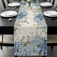 thumbnail image 1 of Blue Flowers Table Runner 108 Inches Long, Green Eucalyptus Floral Country Beige Kitchen Coffee Dining Table Decoration for Home Party Birthday Wedding Home Decor 13x108 Inches, 1 of 8