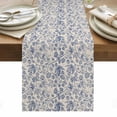 thumbnail image 1 of Blue Flowers Table Runner - 48 Inch Long, Kitchen Dining Table Runner Dresser Scarves, Retro Rustic Botanical Floral Leaves Vines Farmhouse Decor for Coffee Tables Wedding Party Banquet, 1 of 8