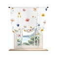 thumbnail image 1 of Blue Flowers Tie Up Curtains for Windows 45 Inch Length Balloon Curtains Kitchen Adjustable Balloon Window Shade Pink Watercolor Botanical Garden Floral Tie Up Valance Bathroom Curtain Window 34"x45", 1 of 6