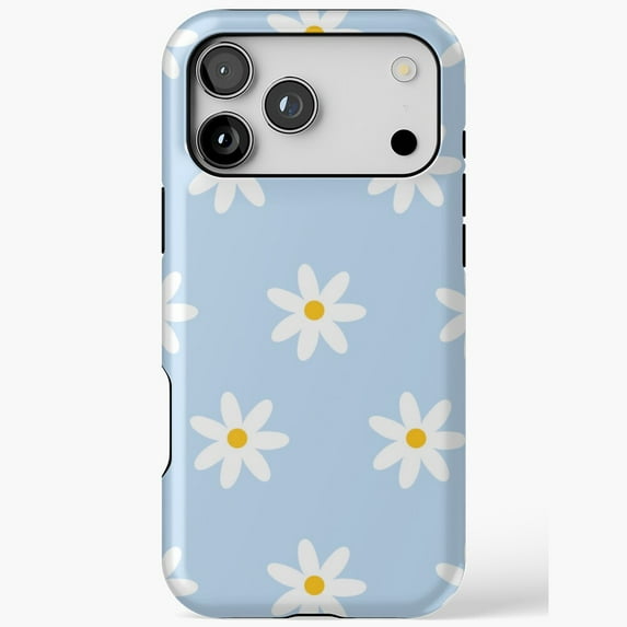Blue Flowers White Daisies Pattern iPhone Case 11 through 17 Pro Max