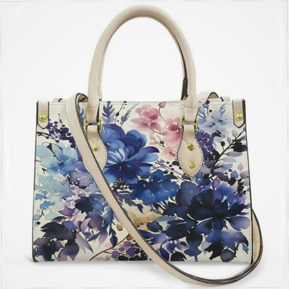 Blue Flowerwatercolor (1) Cross Body Bags For Women Small Leather Female Handbags Fashion Top-Handle Totes