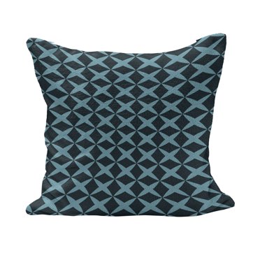 Blue Fluffy Throw Pillow Cushion Cover, Wire Inspired Floral Like Image Thick Crossed Horizontal Lines Image, Decorative Square Accent Pillow Case, 18" x 18", Slate Blue and Pale Blue, by Ambesonne