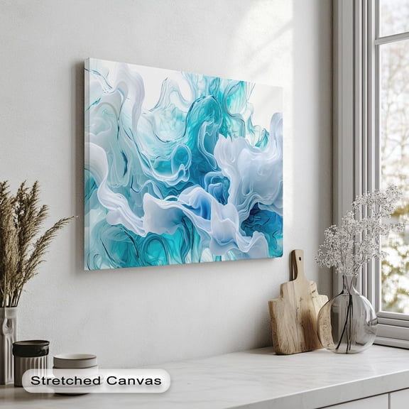 Blue Fluid Abstract Art Art Aqua Cloud Print Modern Coastal Decor